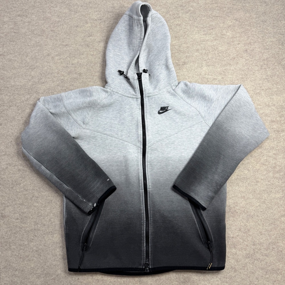 Nike Tech Fleece Hoodie Kids Medium M Full Zip Grey Black Ombre Gradient Jacket